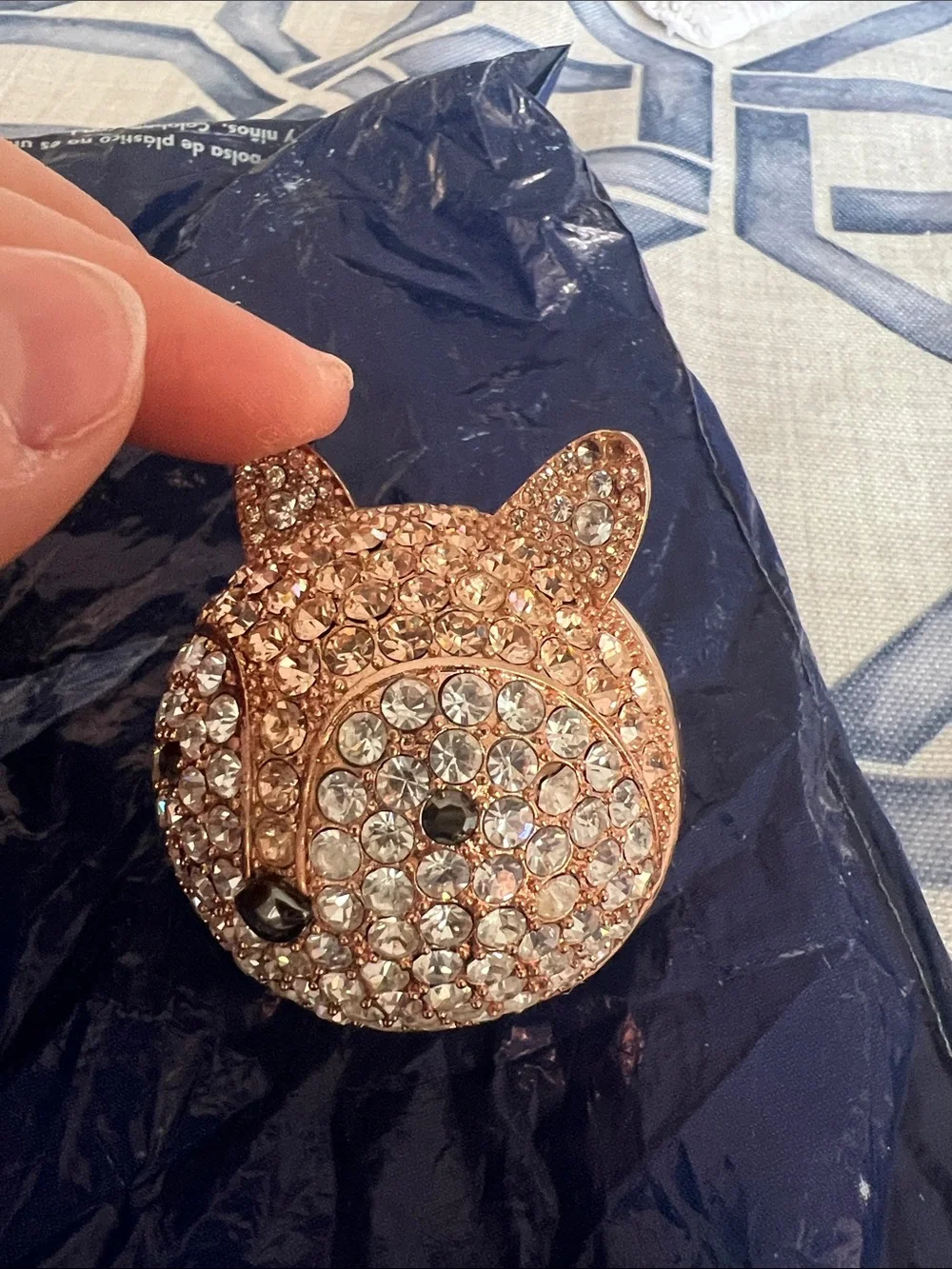 Fossil Crystal Fox Paperweight- Rose Gold Tone